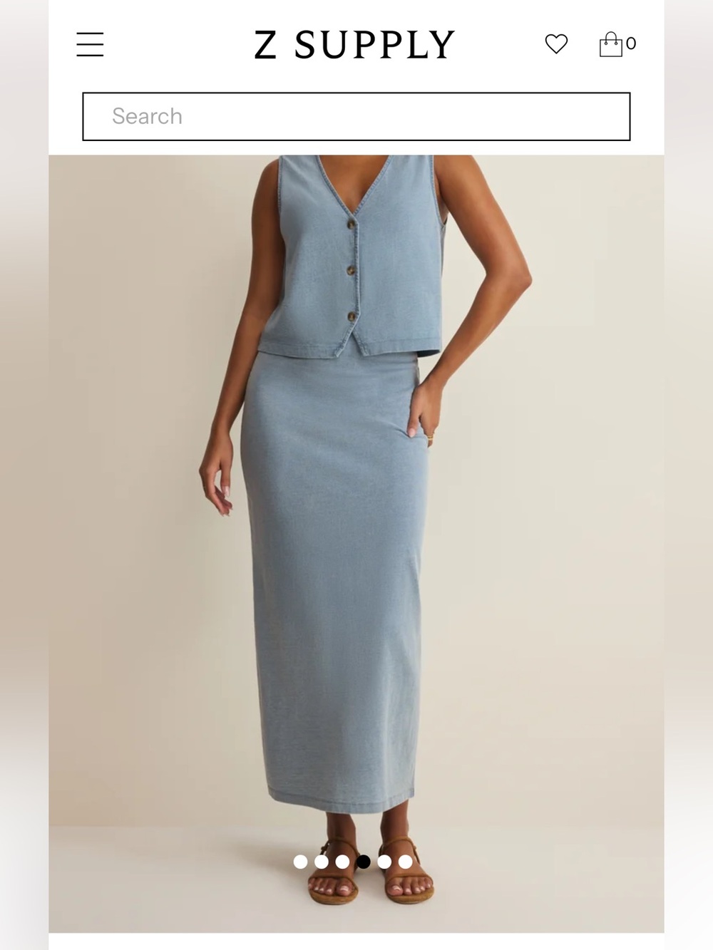 Z Supply Light Blue Ribbed Maxi Skirt size Small